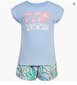 Adidas girls 2-piece Tee & All Over Print Woven Short Set 3T - Picture 1 of 2