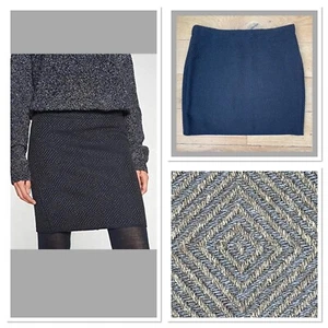 NEW OPUS RAVENNA Square Sz 16 Blue Black Wool Blend Mini Skirt L18” W36 Lined 42 - Picture 1 of 5