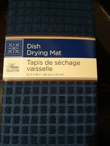 New Dish Drying Mat Absorbent Polyester Microfiber Home Collection  Navy Blue - Picture 1 of 2