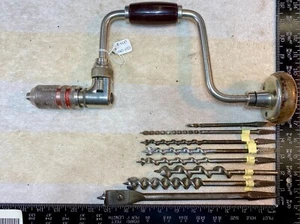 Vintage Craftsman 10” Ratcheting Brace No. 9-4247-AO w/8 Bits, ca. 1949-1959 USA - Picture 1 of 9