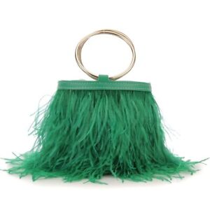 Ostrich Feather Bucket Handbag for Women Luxury Fashion Purses and Handbags Desi
