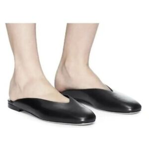 Vince Levin Black Leather Size 8M Mules Slide Flat Shoes Women