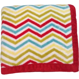True Baby Chevron Blanket Fleece Zig Zag Unisex 140877 Red Yellow Green Teal - Picture 1 of 3