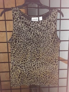 Chico's Design Sleeveless Pullover Animal Print Top Black and Gold Women size 0 - Picture 1 of 4