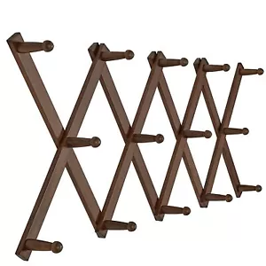 Accordion Wall Hanger Modern Expandable Coat Rack Wall Mounted Solid Wooden Wall - Picture 1 of 6