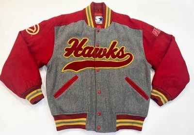Chaqueta de bombardero universitaria de baloncesto de los Atlanta Hawks de la NBA de colección cosida en M Foto 1 de 4