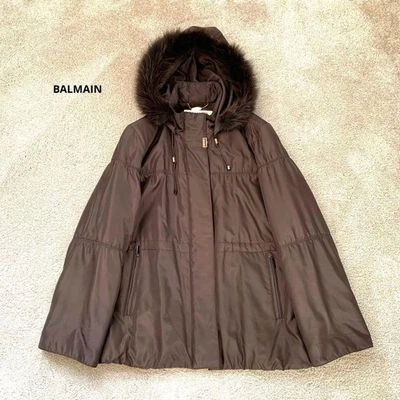 USED [EXCELLENT CONDITION] BALMAIN 100% SILK COAT WITH HOOD AND FOX PRINT VERY - Image 1 of 4