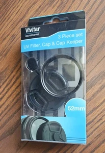Vivitar 3 Piece Set - 52mm UV Filter, Cap & Cap Keeper Camera Accessory - Picture 1 of 4
