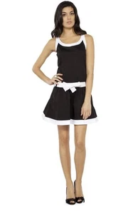 Vestido Love Moschino Línea A NEGRO Blanco Cambio Sin Mangas Cuello Redondo Mini NUEVO - Imagen 1 de 13