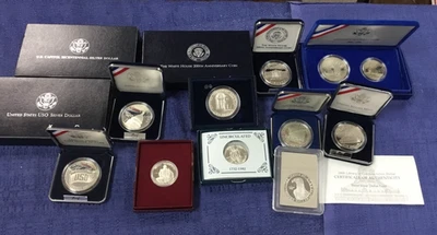 10 COMMEMORATIVE SILVER DOLLAR LOT CONGREE-USO-WHITE HOUSE-OLYMPIC-LIBERTY #2 - Image 1 of 4