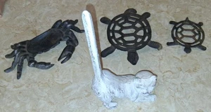 Posten Gusseisen Katze Toilettenpapierhalter, Schildkröte Untersetzer Krabbe - Bild 1 von 4