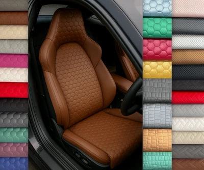 5m BIENENWABE Gestepptes Kunstleder SOFT Polsterstoff Möbel-Stoff Automaterial - Bild 1 von 4