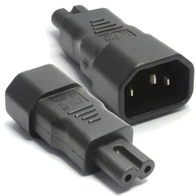 IEC Steckdose C14 Auf Figur Acht/Fig 8 C7 Stecker Adapter Schwarz Netz IEC Zu TV - Bild 1 von 4