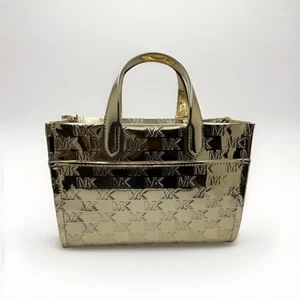 Michael KorsvGigi MK Facet Logo Small Messenger Metallic Bag Pale Gold NWT $278 - Picture 1 of 9