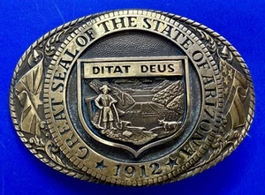 Great Seal of Arizona States Series DITAT DEUS 1912 Tony Lama Belt Buckle - Picture 1 of 16