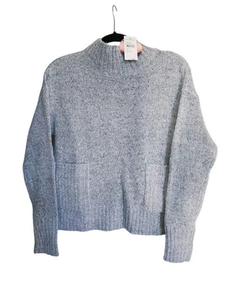 NOVO COM ETIQUETAS LOVE by DESIGN Nordstrom suéter de pescoço falso S cinza claro Marl aconchegante chique Y2K - Imagem 1 de 4