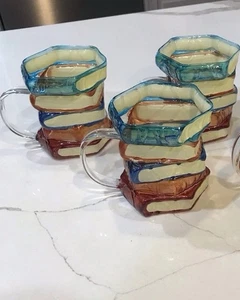 SET OF 3 Painted Novelty 3D Glass Book Coffee-Tea Mugs PRISTINE - Picture 1 of 6