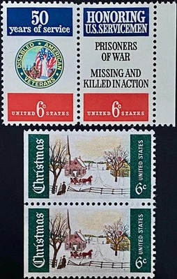 EE. UU. 1384 1421a: Navidad 1969 y veterinarios/servicios, pares, como nuevo sin precio base, envío gratuito Foto 1 de 2