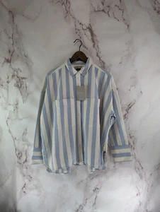 Everlane Shirt Womens Small White Blue Striped Button The Boxy Oxford 2 Pocket - Picture 1 of 12
