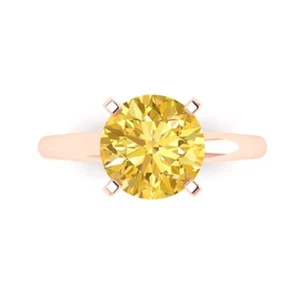 2.5 cttw Solitaire Natural Citrine Engagement Ring - 14K Solid Gold (Rose Gold) - Picture 1 of 11