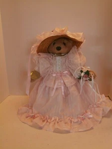 BEARLY PEOPLE VINTAGE DAMEN TEDDYBÄR MIT KLEID UND MÜTZE - Bild 1 von 10