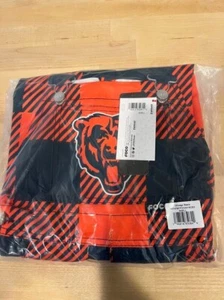 FOCO NFL Team Logo Bib Overalls CHICAGO BEARS Plaid ORANGE BLUE NEW - Picture 1 of 2