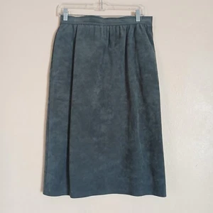 Vintage Bill Blass Blassport Ultra Suede Gray Midi Skirt Women's Size 8 - Picture 1 of 6