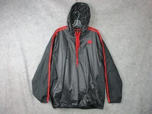 Adidas Jacket Men's Extra Large Black Red Half Zip Nylon Hoodie Water Repellent - Picture 1 of 15