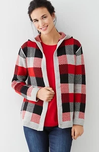 J. Jill ~ S ~ NEW Very Pretty & Cozy Plaid Snap-front Hoodie ~ NWT - Picture 1 of 6