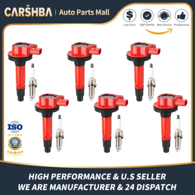 RED 6x Ignition Coils +Spark Plugs Kit for 2008-2016 Ford Taurus Edge 3.5L UF553 - Image 1 of 4