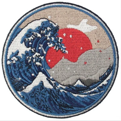 Embroidered Patches Iron Sew On clothing Patch Badge appliques Wave off Kanagawa - Image 1 of 4