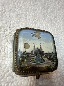 1895 Jewelry Antique Box Bevelled Glass Panels & Gilt Brass Trocadéro, Paris - Picture 1 of 11