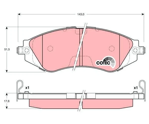 Bremsbelagsatz, Scheibenbremse COTEC TRW GDB3171 für Daewoo - Изображение 1 из 2