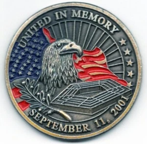 USAF United In Memory 9-11 Terrorist Attack Pentagon Challenge Coin 1.5 Inch - Picture 1 of 4