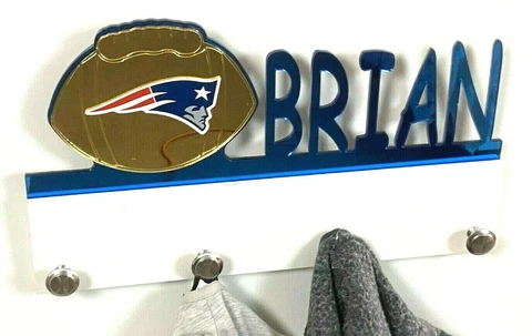 Personalized Coat Hanger New England Patriots Bag Rack Towel Hook Wall Organizer Cover