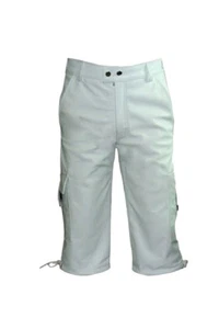 Herren Echt Echt Schwarz/Rot/Weiß Leder Combat Cargo Shorts Lederhose - Bild 1 von 15