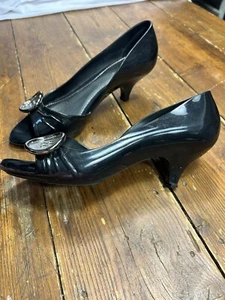 Melissa Rubber Pumps Black High Heels Size US 9 Eu 40 FAST POST - Picture 1 of 11