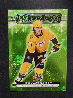 23-24 UD Series 2 Hockey Rookie Green Dazzlers DZ-54 Luke Evangelista - Image 1 of 2