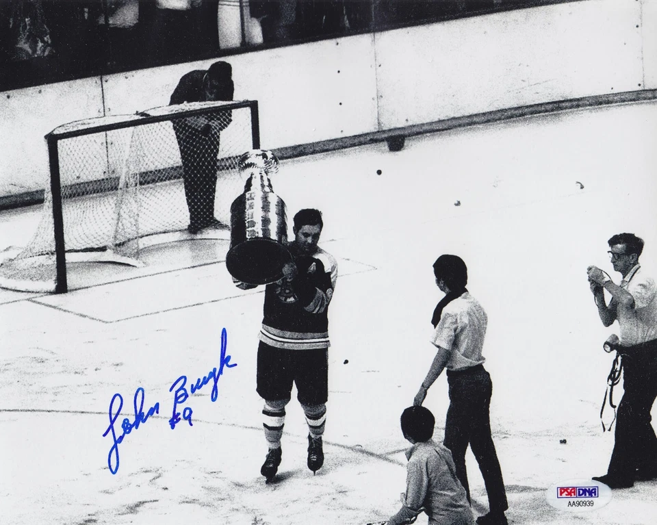 John Bucyk Autographed Signed 8x10 Boston Bruins B&W #9 Horizontal Cup PSA/DNA - Image 1 of 1