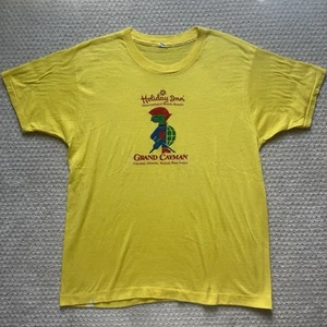 Camiseta Holiday Inn Vintage Años 90 Hotel Gran Caimán Puntada Única Hanes Amarilla - Imagen 1 de 5