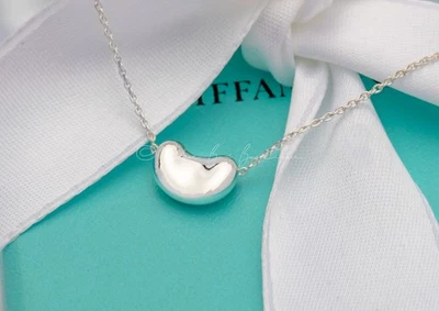 Tiffany & Co Vintage Colar de Feijão Elsa Peretti 11mm Pingente em Prata 16" Corrente - Imagem 1 de 4