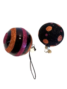 Glitterville Studios Set of 2 Ball Ornaments Halloween by Stephen Brown 3"D - Picture 1 of 5