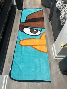 Disney Phineas And Ferb Perry The Platypus Face Fleece Green Blanket 90x56 - Picture 1 of 13