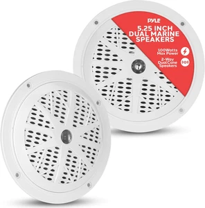 Altavoces marinos dobles de 5,25 pulgadas - 2 vías impermeables y resistentes a la intemperie al aire libre... - Imagen 1 de 1
