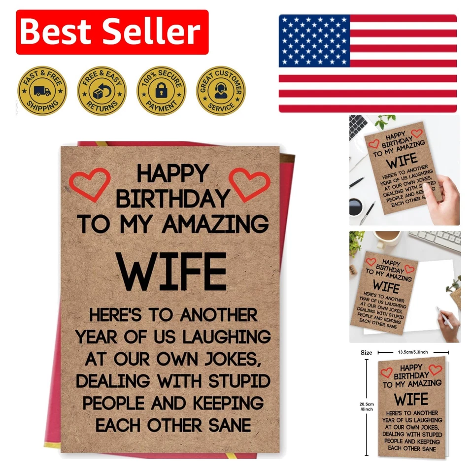 Tarjeta de cumpleaños de humor grosero para esposa - Incluye sobre y espacio de personalización Foto 1 de 4