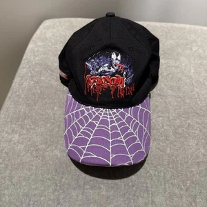 MARVEL COMICS VENOM 3D TEXT RUBBER LOGO BLACK SUBLIMATED BILL SNAPBACK HAT CAP - Picture 1 of 5
