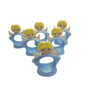 6er Set handgefertigte Engel Serviettenringe perlmuttfarben Urlaub Weihnachtsdeko - Bild 1 von 7