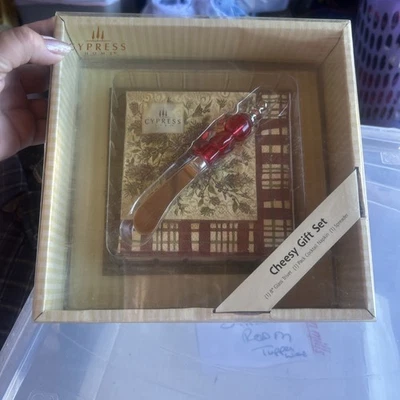 Cypress Home Gift Set Glass Trivet Napkins  Cheese Spreader Woodland Birds - Image 1 of 3