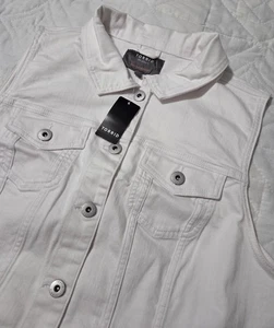 NWT Torrid Womens Size 3x Cropped Denim Vest White Sleeveless Button Up Stretch - Picture 1 of 7