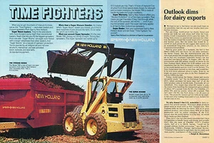 1982 2pg Print Ad of Sperry New Holland L555 Super Boom Skid Steer Loader - Picture 1 of 2